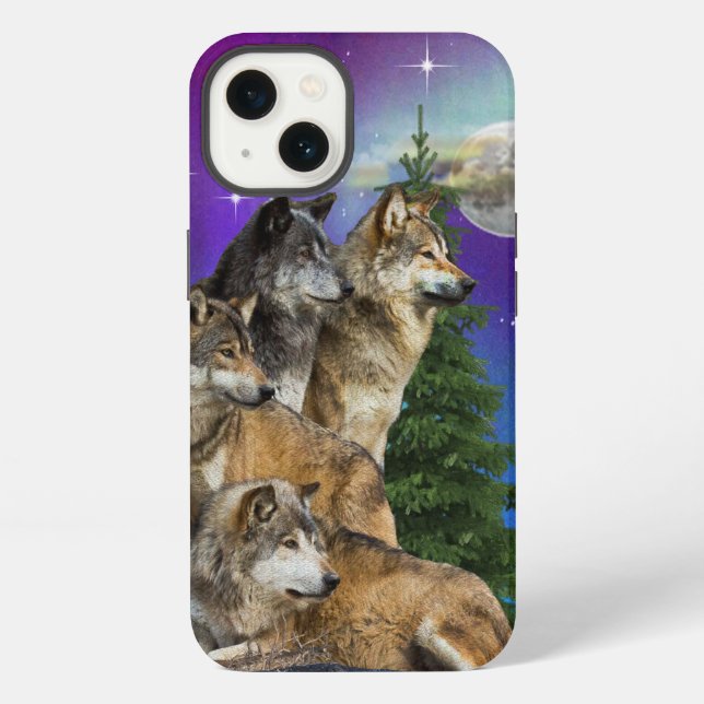 Wolf and Moon Iphone Case (Back)