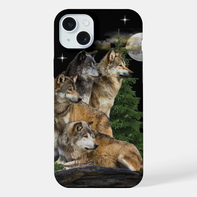 Wolf and Moon Iphone Case (Back)