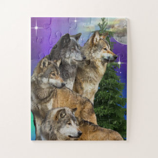 Wolf and Moon Jigsaw Puzzle