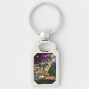 Wolf and Moon Keychain