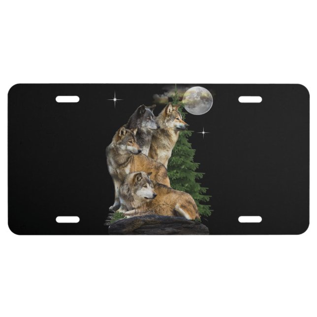 Wolf and Moon License Plate (Front)
