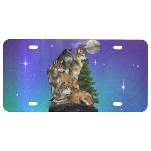 Wolf and Moon License Plate