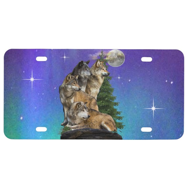 Wolf and Moon License Plate (Front)