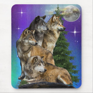 Wolf and Moon Mouse Pad