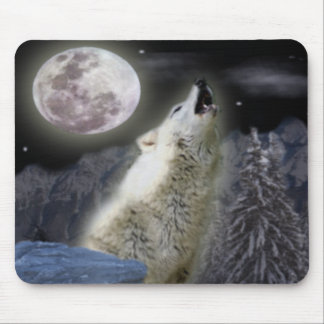 Wolf and Moon Mouse Pad