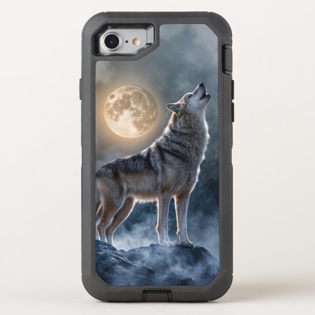 Wolf and Moon Mystical Wildlife Phone Otterbox iPhone Case (Back)