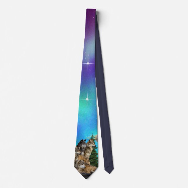 Wolf and Moon Neck Tie (Front)