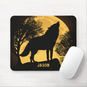 Wolf and Moon Personalized Mouse Pad Mousepad