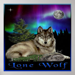 wolf and moon poster