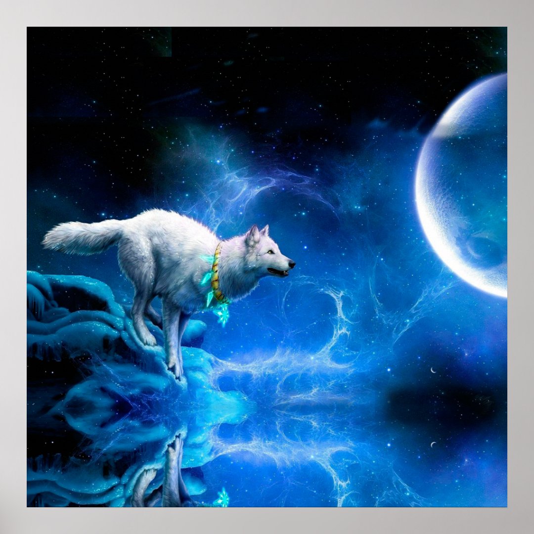 Wolf and Moon Poster | Zazzle