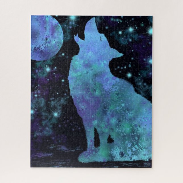 Wolf and Moon Puzzle - Painting (Vertical)