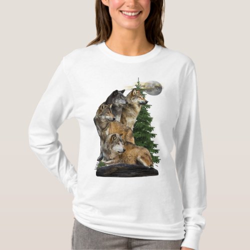 Wolf and moon T_Shirt