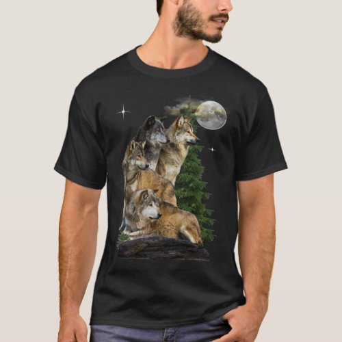 wolf and moon T_Shirt