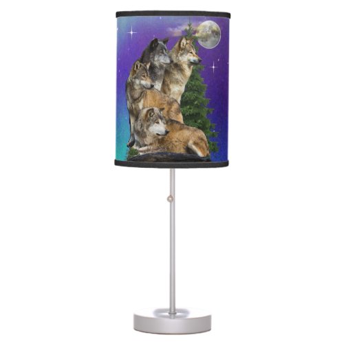 wolf and Moon Table Lamp