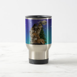 Wolf and Moon Travel Mug