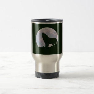 wolf and moon travel mug