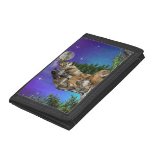 Wolf and Moon Tri-fold Wallet