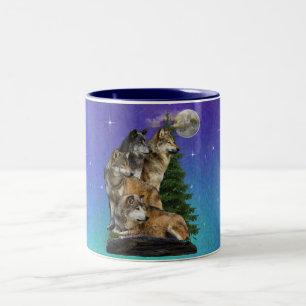 Wolf and Moon Two-Tone Coffee Mug