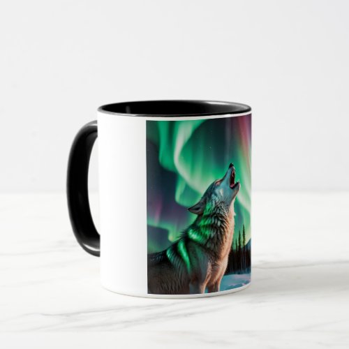 Wolf and Northern Lights Mug