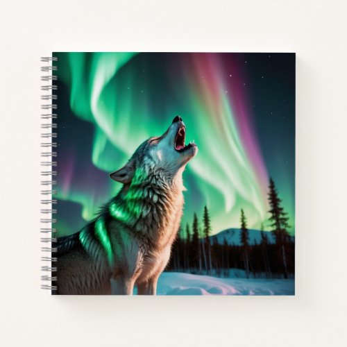 Wolf and Northern Lights Notebook