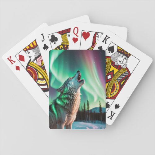 Wolf and Northern Lights Playing Cards