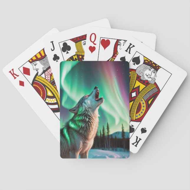 Wolf and Northern Lights Poker Cards (Back)