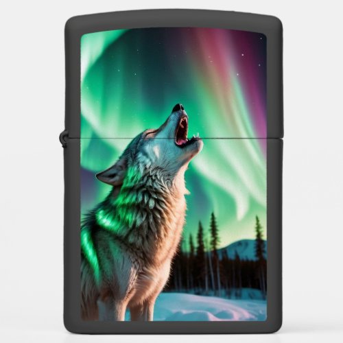 Wolf and Northern Lights Zippo Lighter