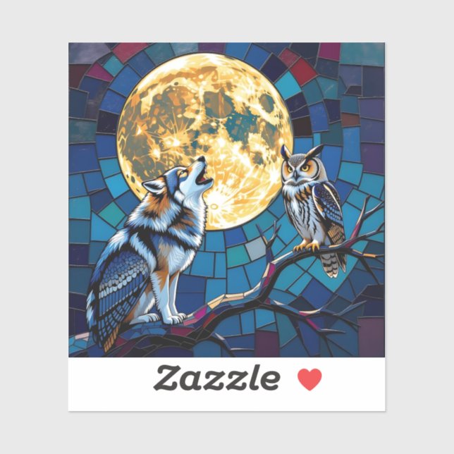  Wolf and Owl Mosaic Art Sticker (Sheet)