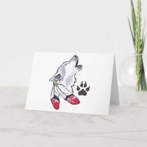 Wolf and Paw Print Card