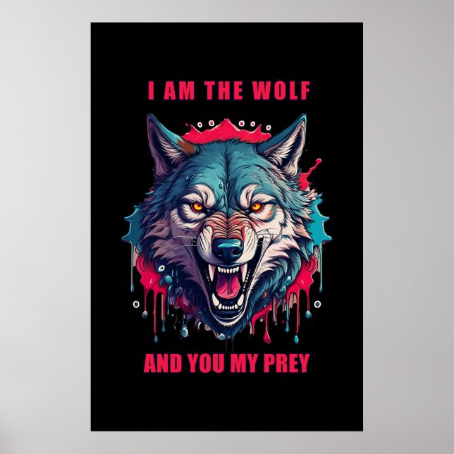 Wolf and prey concept illustration (AI+Human) Poster (Front)
