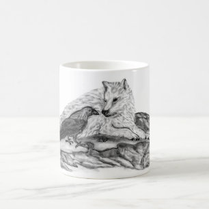 Wolf and Raven - Black and White Design Color Morph Mug