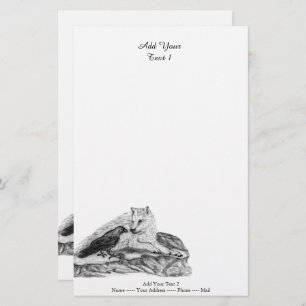 Wolf and Raven - Black and White Design Stationery