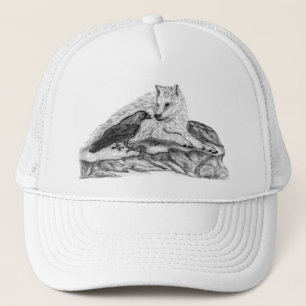 Wolf and Raven black and white design Trucker Hat