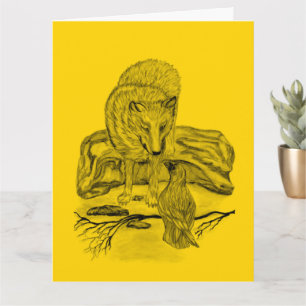 Wolf and Raven - Black and Yellow Design Card