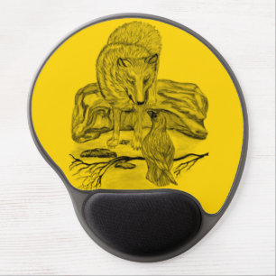 Wolf and Raven black and yellow design Gel Mouse Pad