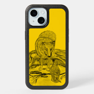 Wolf and Raven black and yellow design iPhone 15 Case