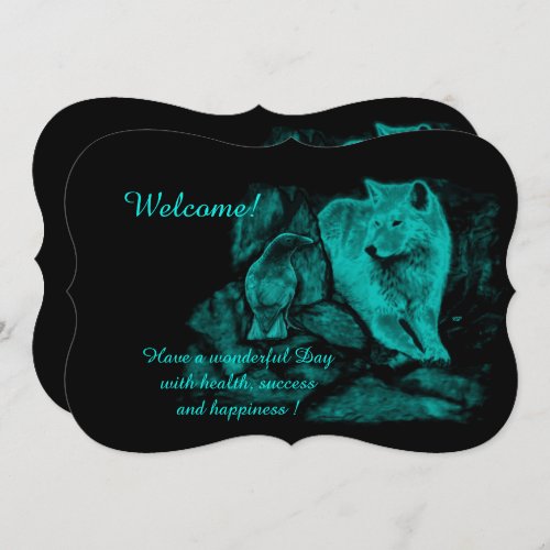 Wolf and Raven in the Night  Add Your Text Invitation