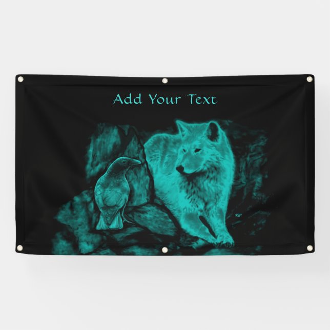 Wolf and Raven in the Night Banner (Horizontal)