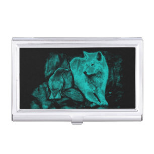 Wolf and Raven in the Night Business Card Case