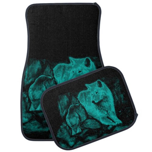 Wolf and Raven in the Night Car Floor Mat
