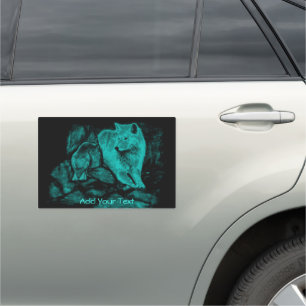 Wolf and Raven in the Night Car Magnet