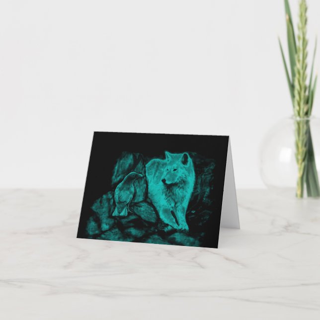 Wolf and Raven in the Night Card (Front)