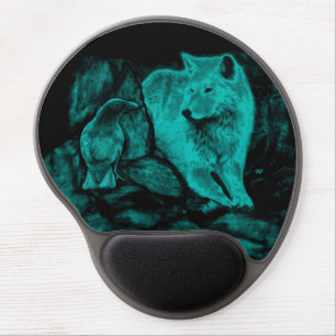 Wolf and Raven in the Night Gel Mouse Pad
