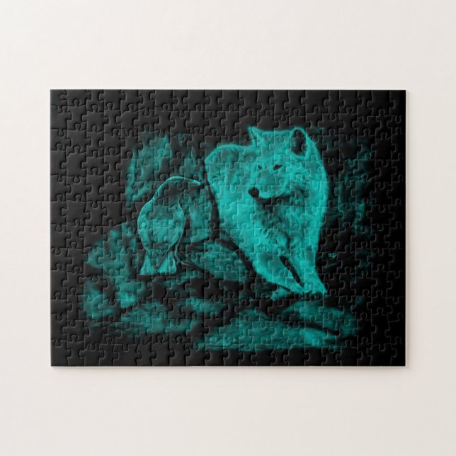 Wolf and Raven in the Night Jigsaw Puzzle (Horizontal)