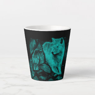 Wolf and Raven in the Night Latte Mug