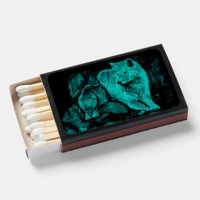 Wolf and Raven in the Night Matchboxes (Front Open)