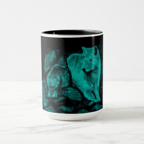 Wolf and Raven in the Night Mug