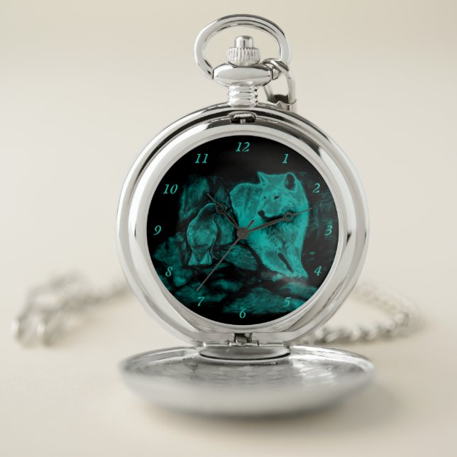 Wolf and Raven in the Night Pocket Watch (Inside)