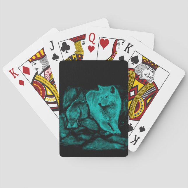 Wolf and Raven in the Night Poker Cards (Back)