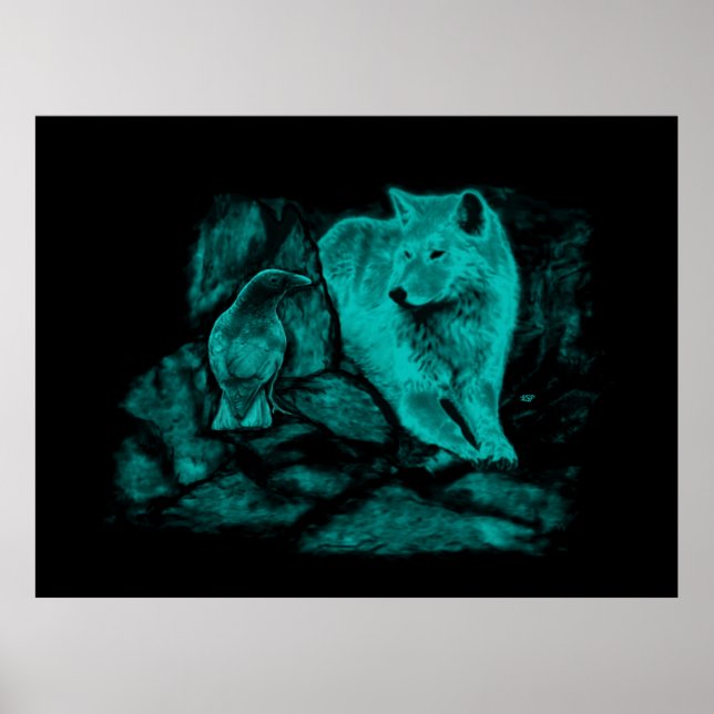 Wolf and Raven in the Night Poster (Front)